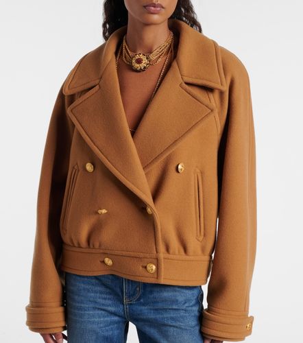 Cropped shearling-trimmed wool-blend coat - Chloe - Modalova