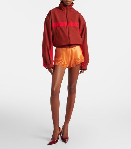 Shorts aus Seiden-Crêpe mit Spitze - Saint Laurent - Modalova