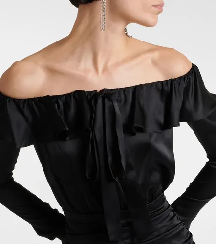 Off-shoulder silk midi dress - Alessandra Rich - Modalova