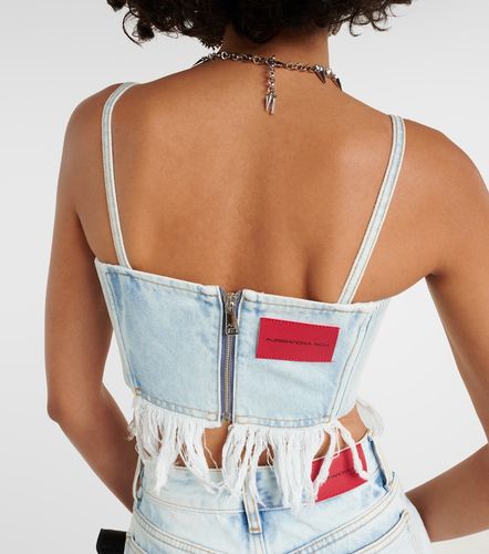 Distressed denim bustier - Alessandra Rich - Modalova