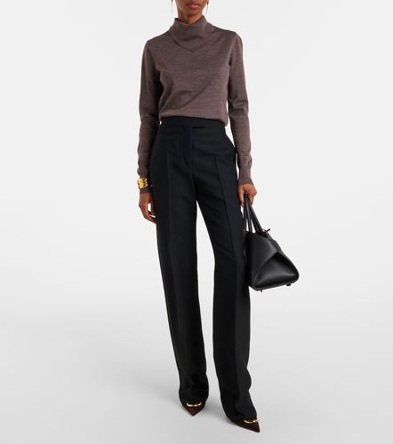 High-rise faille straight pants - Ferragamo - Modalova