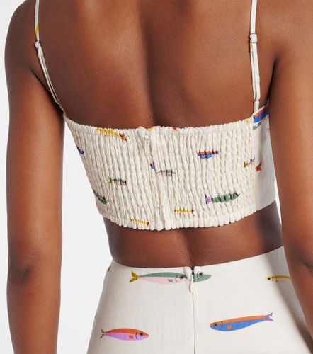 Crop top Federico de lino estampado - Staud - Modalova