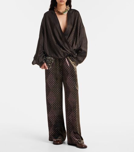 Pantalones anchos de satén estampados - Dries Van Noten - Modalova