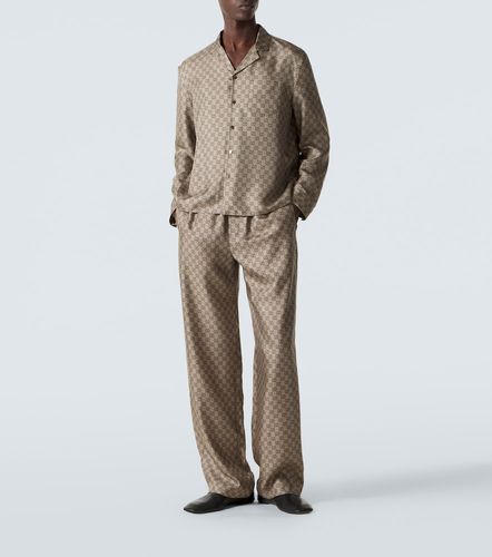 Pantalones rectos GG de sarga de seda - Gucci - Modalova