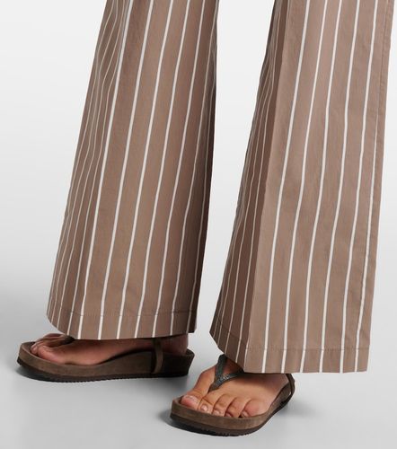 Pantalones anchos en mezcla de algodón a rayas - Brunello Cucinelli - Modalova