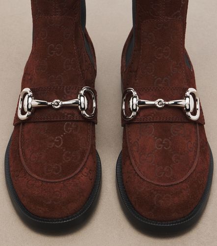 Stivaletti Boulevard Horsebit in suede GG - Gucci - Modalova
