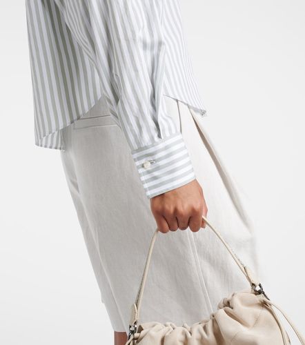 Camisa de popelín en mezcla de algodón y seda a rayas - Brunello Cucinelli - Modalova