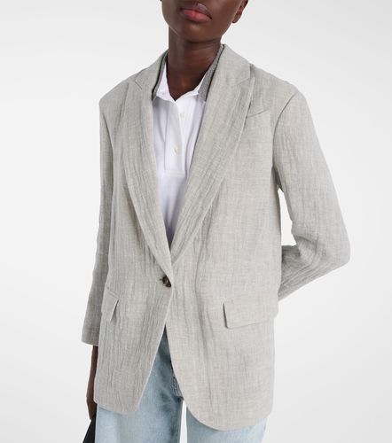 Oversized V-neck linen-blend blazer - Brunello Cucinelli - Modalova