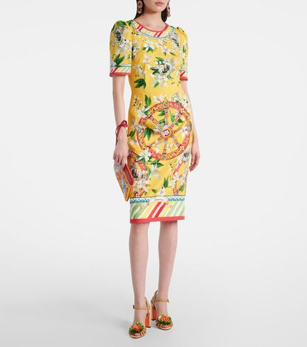 Abito midi in misto cotone con stampa - Dolce&Gabbana - Modalova