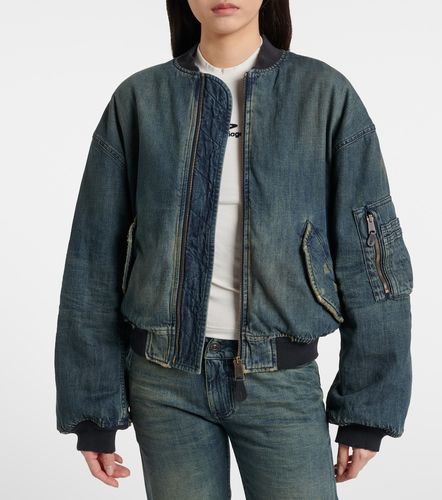 Distressed denim bomber jacket - Balenciaga - Modalova