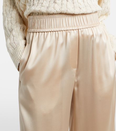 Silk-blend satin wide-leg pants - Brunello Cucinelli - Modalova
