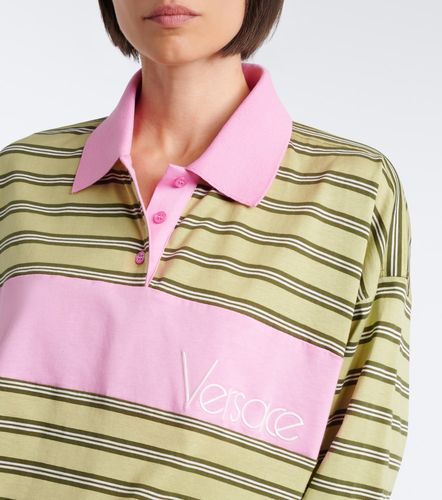 Polo oversize in jersey di cotone a righe - Versace - Modalova
