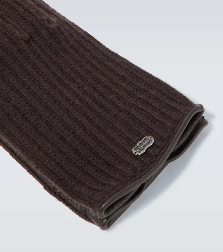 Ribbed-knit cashmere and leather gloves - Agnona - Modalova