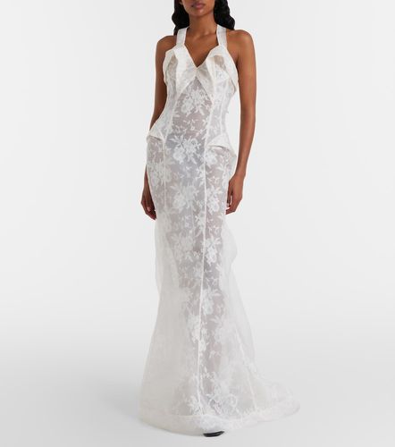 Abito lungo in pizzo di seta - McQueen - Modalova