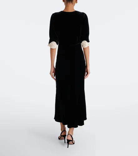 Vestido midi Simone de terciopelo con encaje - Rixo - Modalova