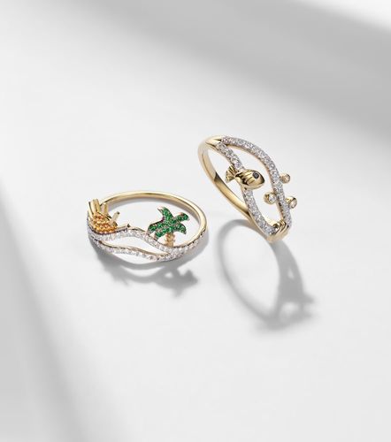 Yvonne Léon Set de 2 anillos de oro de 9 ct con piedras - Yvonne Leon - Modalova