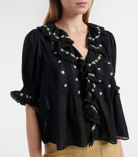 Hettie floral embroidered ruffled cotton blouse - Doen - Modalova