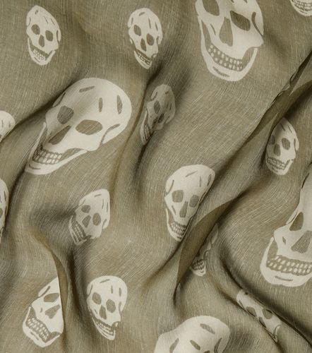 Pañuelo de seda Skull estampado - McQueen - Modalova