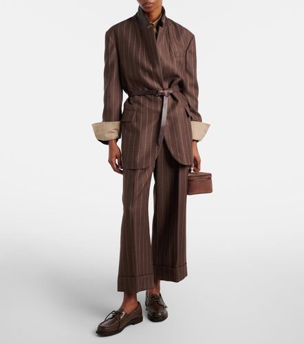 Belted pinstriped virgin wool blazer - Brunello Cucinelli - Modalova