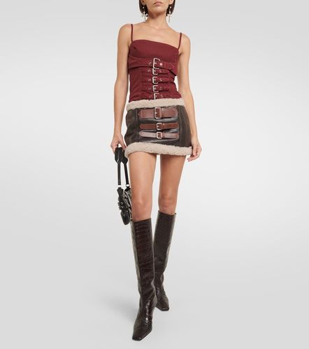 Minigonna in pelle con shearling - Blumarine - Modalova