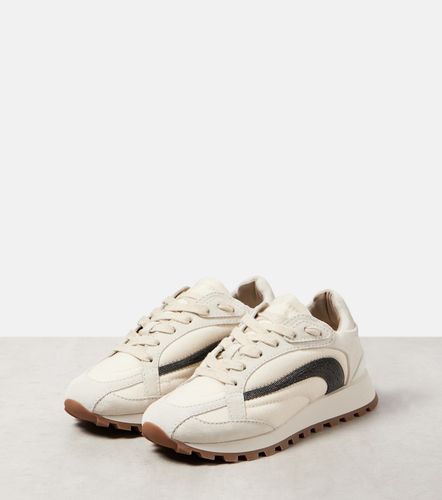 Sneakers con suede e monili - Brunello Cucinelli - Modalova