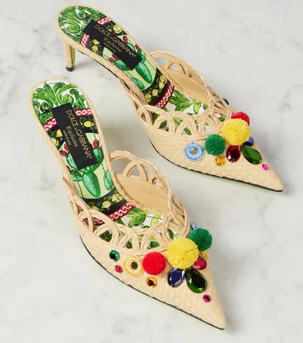 Pointy 60 embellished raffia mules - Dolce&Gabbana - Modalova
