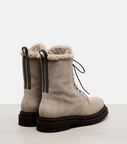 Anfibi in suede con shearling - Brunello Cucinelli - Modalova