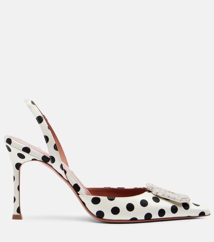 Camelia polka-dot satin slingback pumps - Amina Muaddi - Modalova