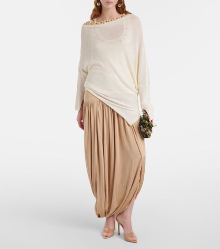 Beaded asymmetric linen-blend sweater - Xu Zhi - Modalova