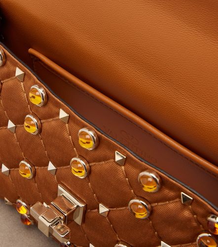 Borsa a spalla Rockstud Spike Small in moiré - Valentino Garavani - Modalova