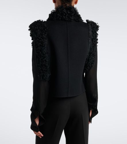 Shearling and leather-trimmed wool-blend vest - Fendi - Modalova