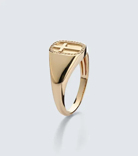 Anillo Cross Icon de oro de 14 ct (585/1000) con diamantes - Sydney Evan - Modalova