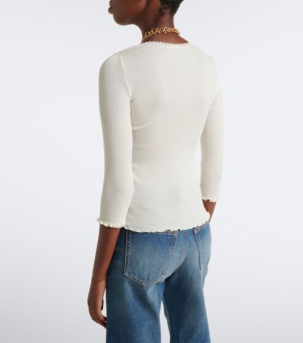 Chloé Top in jersey di cotone e seta a coste - Chloe - Modalova