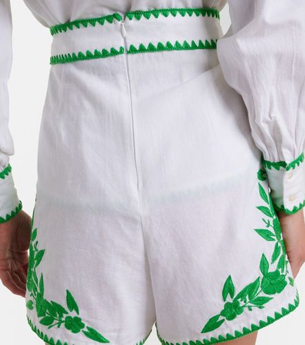 Shorts in cotone e lino con ricamo - Juliet Dunn - Modalova