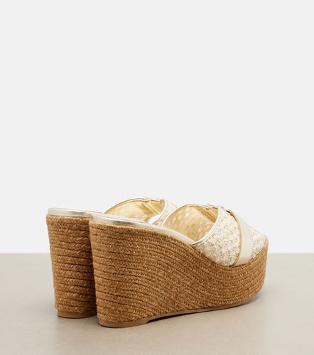 Mules con cuña Leda de piel metalizada y rafia - Jimmy Choo - Modalova