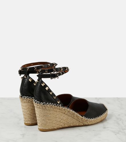 Rockstud Double leather wedge espadrilles - Valentino Garavani - Modalova