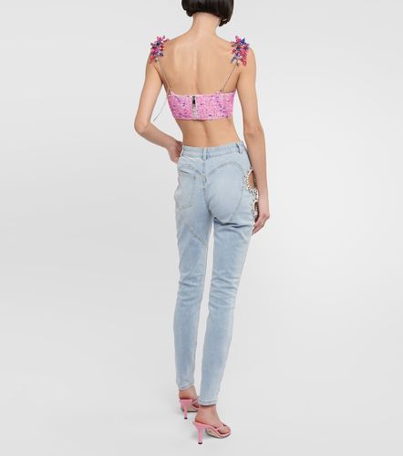 Area Top cropped con cristalli - Area - Modalova