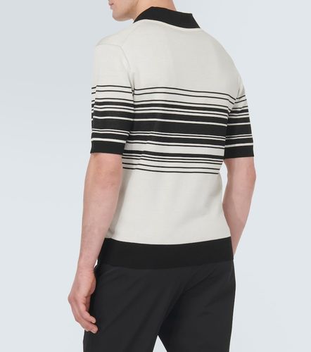 Polo de seda jacquard a rayas con logo - Dolce&Gabbana - Modalova