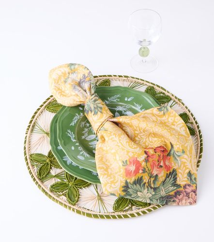 Set de 4 servilletas Peonia de lino - Cabana - Modalova