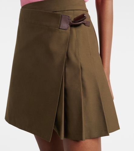 Leather-trimmed cotton-blend wrap skirt - Loewe - Modalova