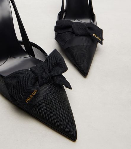 Leather-trimmed mesh slingback pumps - Prada - Modalova