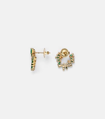 Pendientes Izzy Sideway Spiral de oro de 18 ct con diamantes y esmeraldas - Suzanne Kalan - Modalova