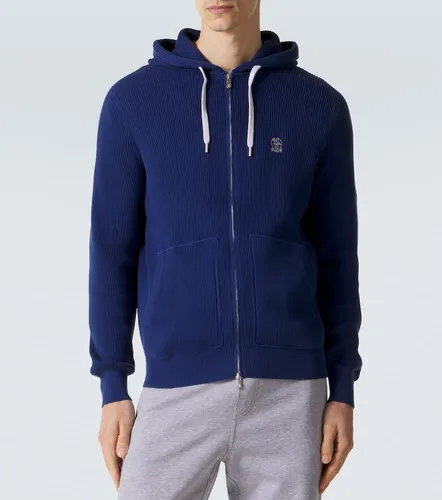 Felpa in cotone a coste con zip - Brunello Cucinelli - Modalova