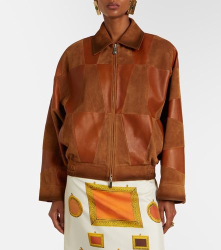 Leather and suede blouson jacket - Versace - Modalova