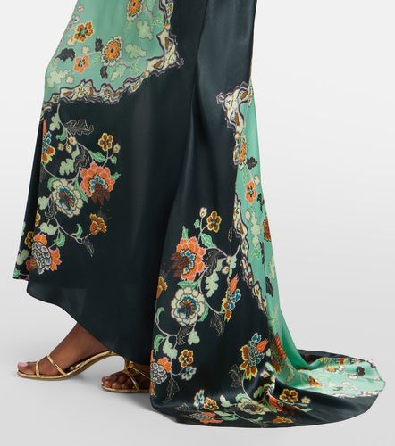 Vestido lencero de satén de seda floral - Roberto Cavalli - Modalova