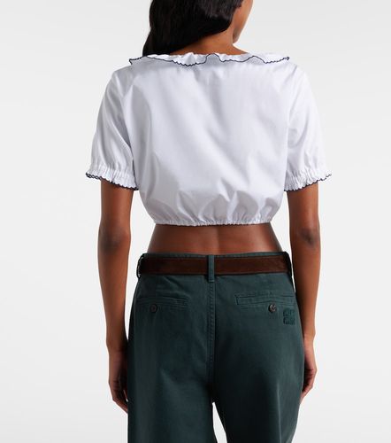 Crop top de popelín de algodón festoneado - Miu Miu - Modalova