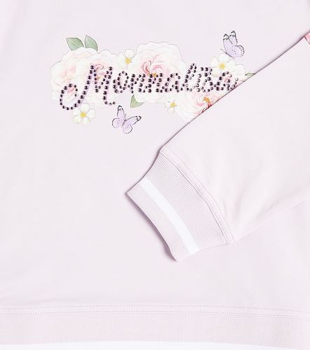 Sudadera de algodón floral con logo - Monnalisa - Modalova