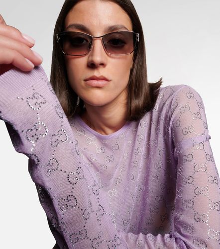 Eckige Sonnenbrille Interlocking G mit Kristallen - Gucci - Modalova