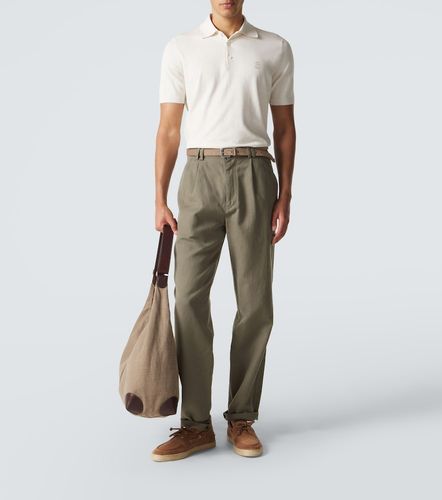 Polo de piqué de algodón con logo - Brunello Cucinelli - Modalova