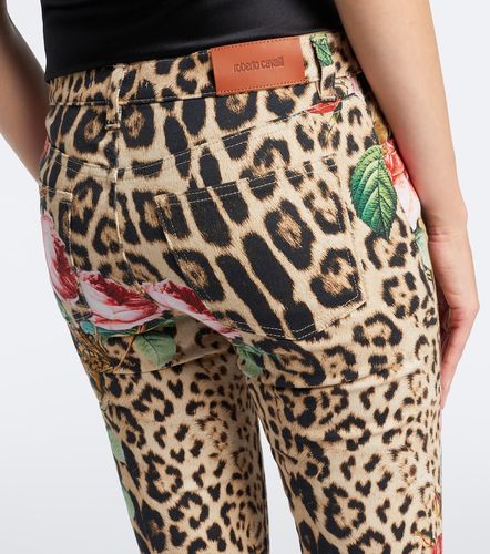 Leopard-print floral flared jeans - Roberto Cavalli - Modalova
